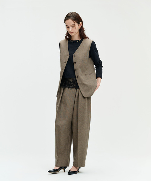N.O.R.C(ノーク)の「メランジドライタッチラップバレルパンツ【ウォッシャブル】(スラックス・レディース・ブラウン/グレー・S/M)」の12枚目の写真