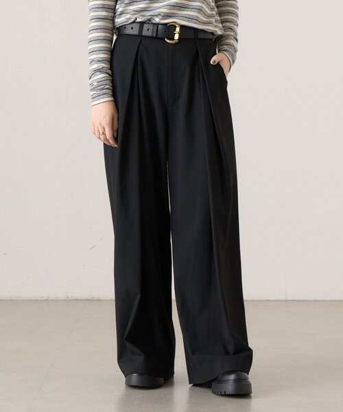 BEARDSLEY(ビアズリー)の「《ZOZO先行予約開始》ダブルタックパンツ《FRIPIER》(その他パンツ・レディース・ブラウン/ブラック・FREE)」の1枚目の写真