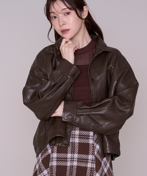 MISCH MASCH(ミッシュマッシュ)の「2026秋冬新作 フェイクレザードロストブルゾン(その他アウター・レディース・ブラウン/ブラック・フリ-)」の2枚目の写真