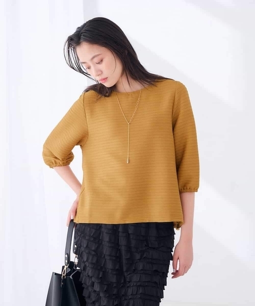 a.v.v（アーヴェヴェ）の「ピンタックボーダーカットソー（Tシャツ/カットソー・レディース・アイボリー/マスタード/グリーン・36/38/40）」の21枚目の写真