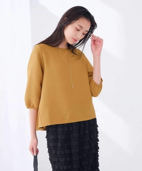 a.v.v（アーヴェヴェ）の「ピンタックボーダーカットソー（Tシャツ/カットソー・レディース・アイボリー/マスタード/グリーン・36/38/40）」の22枚目の写真