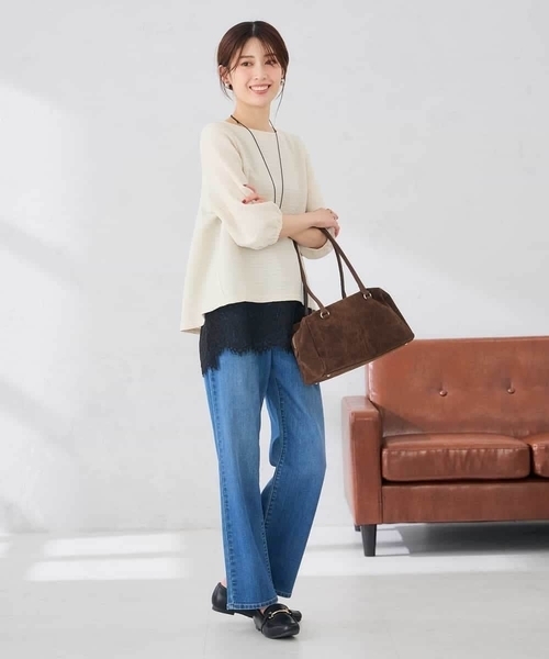 a.v.v（アーヴェヴェ）の「ピンタックボーダーカットソー（Tシャツ/カットソー・レディース・アイボリー/マスタード/グリーン・36/38/40）」の10枚目の写真