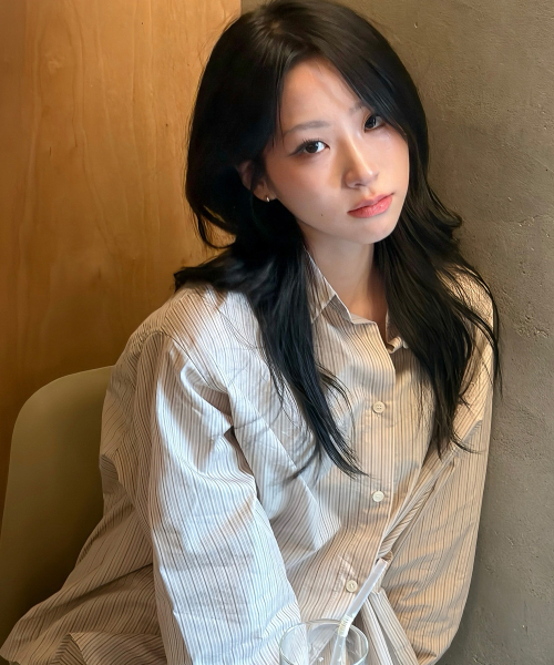 MIND BRIDGE WOMEN（マインドブリッジウーマン）の「[W]ベージュ ピンストライプ ラップシャツ（シャツ/ブラウス・レディース・ベージュ・MEDIUM/SMALL）」の7枚目の写真