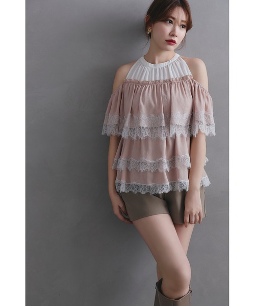 Her lip to(ハーリップトゥー)の「Marilou Lace Tiered Top(その他トップス・レディース・ローズ系・S/M)」の1枚目の写真