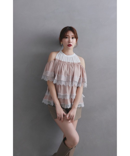 Her lip to(ハーリップトゥー)の「Marilou Lace Tiered Top(その他トップス・レディース・ローズ系・S/M)」の2枚目の写真