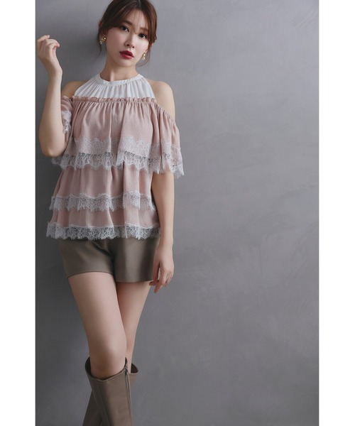 Her lip to(ハーリップトゥー)の「Marilou Lace Tiered Top(その他トップス・レディース・ローズ系・S/M)」の3枚目の写真