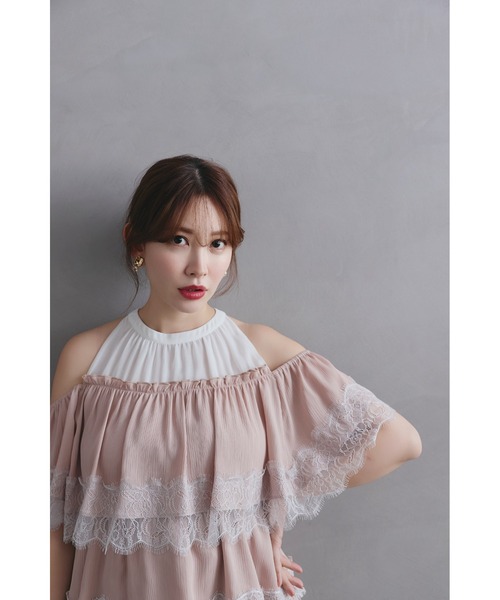 Her lip to(ハーリップトゥー)の「Marilou Lace Tiered Top(その他トップス・レディース・ローズ系・S/M)」の4枚目の写真