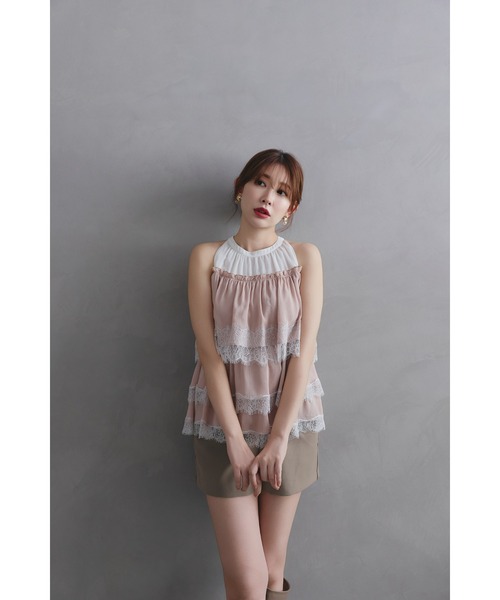 Her lip to(ハーリップトゥー)の「Marilou Lace Tiered Top(その他トップス・レディース・ローズ系・S/M)」の5枚目の写真