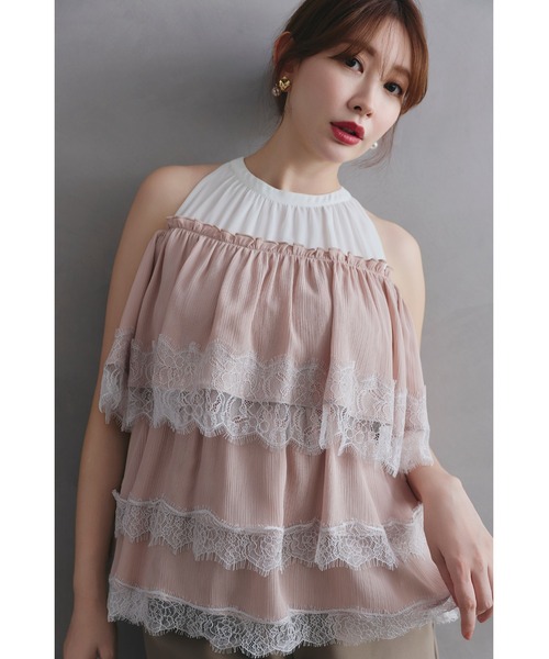 Her lip to(ハーリップトゥー)の「Marilou Lace Tiered Top(その他トップス・レディース・ローズ系・S/M)」の6枚目の写真