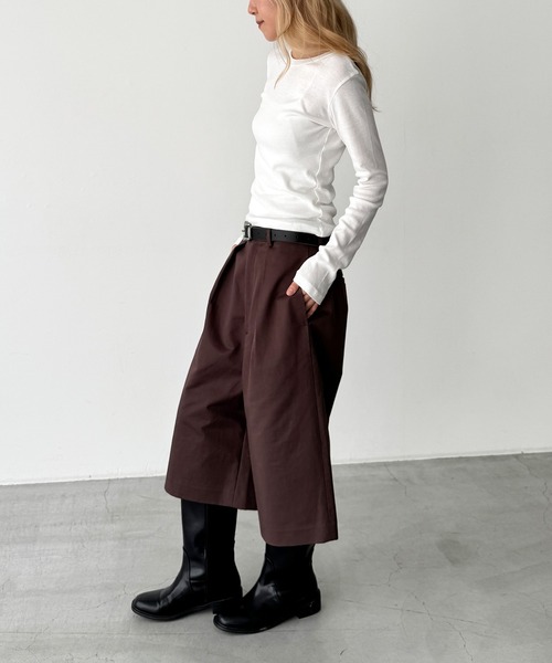 CANAL JEAN（キャナルジーン）の「El mar　フライスコンパクトロンT（Tシャツ/カットソー・レディース・ネイビー/チャコールグレー/ブラウン/ホワイト・ONE SIZE）」の7枚目の写真