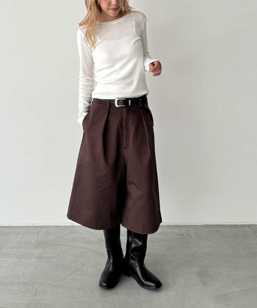 CANAL JEAN（キャナルジーン）の「El mar　フライスコンパクトロンT（Tシャツ/カットソー・レディース・ネイビー/チャコールグレー/ブラウン/ホワイト・ONE SIZE）」の9枚目の写真