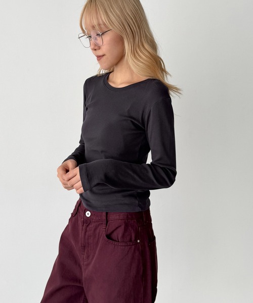 CANAL JEAN（キャナルジーン）の「El mar　フライスコンパクトロンT（Tシャツ/カットソー・レディース・ネイビー/チャコールグレー/ブラウン/ホワイト・ONE SIZE）」の13枚目の写真