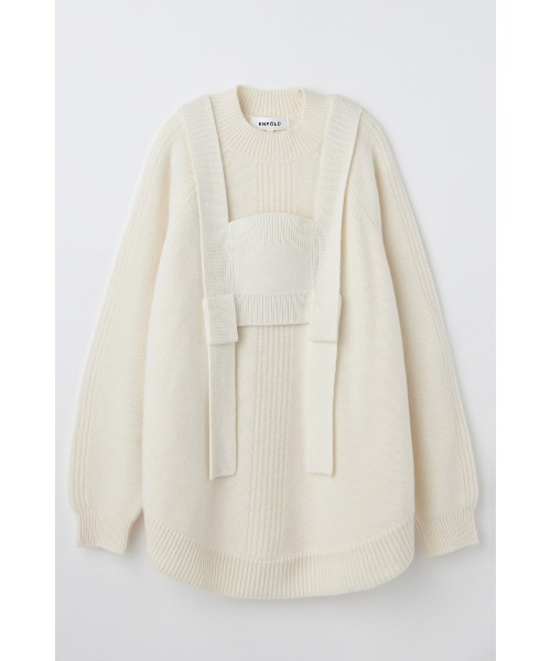 ENFOLD(エンフォルド)の「BUSTIER LAYERED PULLOVER(ニット/セーター・レディース・杢グレー/オフホワイト/ダークネイビー・38)」の1枚目の写真