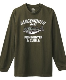 NOBOUND(ノーバウンド) 長袖Tシャツ バスイラスト フィッシング プリント レギュラーシルエット ロンT トップス カットソー レディース
