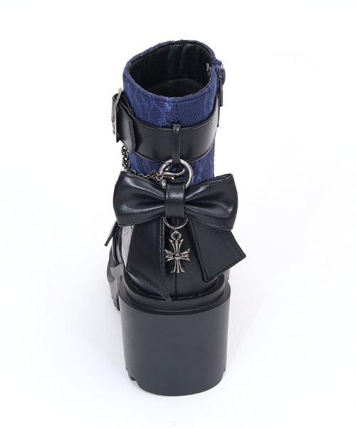 axes femme（アクシーズファム）の「レース切替ゴシックブーツ（ブーツ・レディース・ブラック/ブルー・LARGE/MEDIUM）」の11枚目の写真