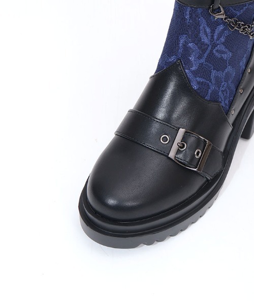 axes femme（アクシーズファム）の「レース切替ゴシックブーツ（ブーツ・レディース・ブラック/ブルー・LARGE/MEDIUM）」の12枚目の写真