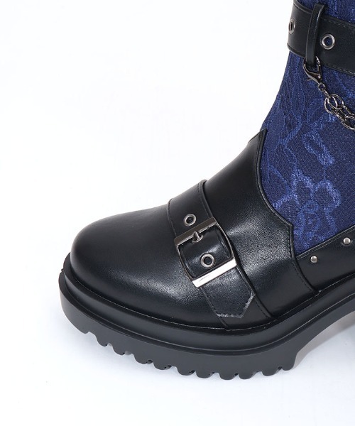 axes femme（アクシーズファム）の「レース切替ゴシックブーツ（ブーツ・レディース・ブラック/ブルー・LARGE/MEDIUM）」の14枚目の写真