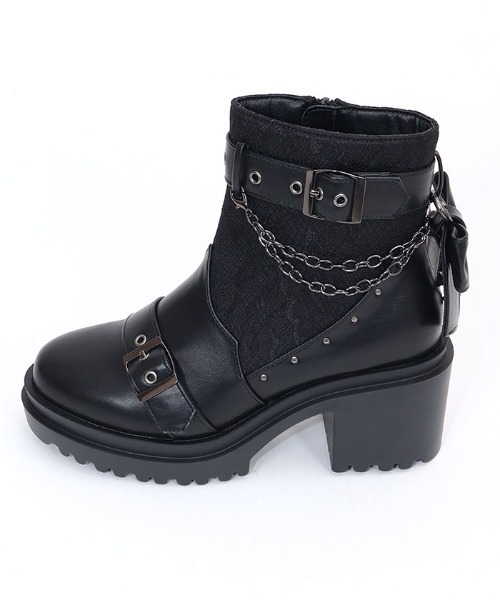 axes femme（アクシーズファム）の「レース切替ゴシックブーツ（ブーツ・レディース・ブラック/ブルー・LARGE/MEDIUM）」の16枚目の写真