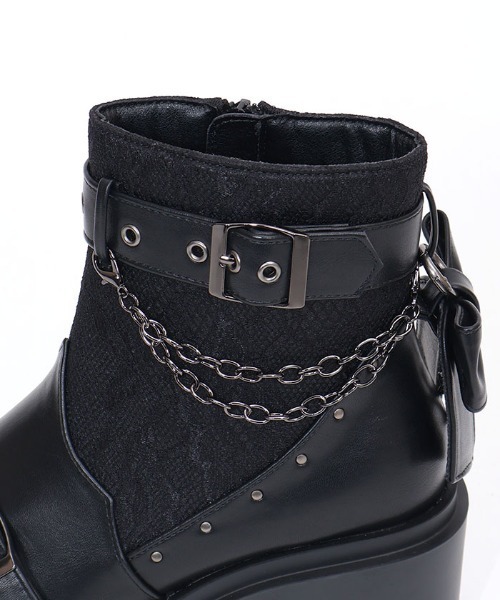 axes femme（アクシーズファム）の「レース切替ゴシックブーツ（ブーツ・レディース・ブラック/ブルー・LARGE/MEDIUM）」の19枚目の写真