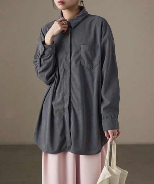 Fashion Letter(ファッションレター)の「コーデュロイ オーバーサイズシャツ(シャツ/ブラウス・レディース・チャコール/ブラウン/カーキ/ベージュ・M)」の18枚目の写真
