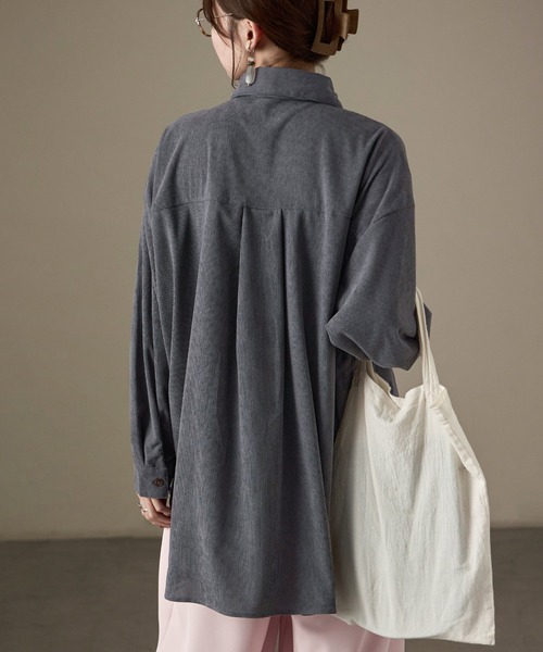 Fashion Letter(ファッションレター)の「コーデュロイ オーバーサイズシャツ(シャツ/ブラウス・レディース・チャコール/ブラウン/カーキ/ベージュ・M)」の22枚目の写真