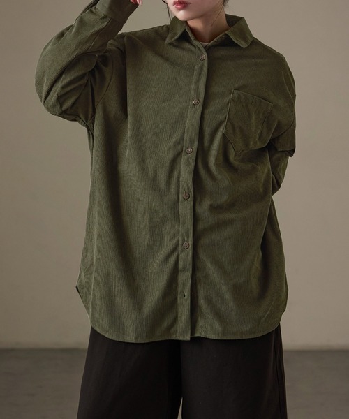 Fashion Letter(ファッションレター)の「コーデュロイ オーバーサイズシャツ(シャツ/ブラウス・レディース・チャコール/ブラウン/カーキ/ベージュ・M)」の12枚目の写真