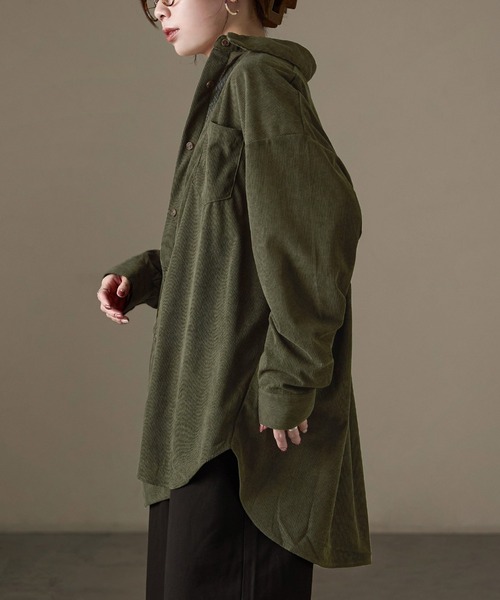 Fashion Letter(ファッションレター)の「コーデュロイ オーバーサイズシャツ(シャツ/ブラウス・レディース・チャコール/ブラウン/カーキ/ベージュ・M)」の15枚目の写真
