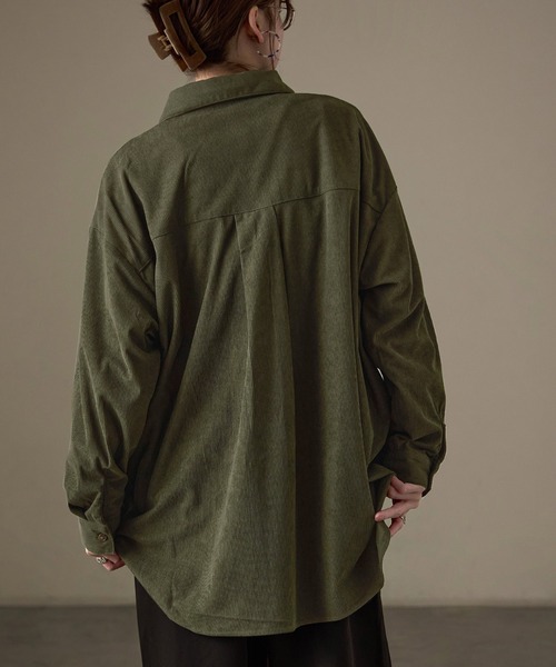 Fashion Letter(ファッションレター)の「コーデュロイ オーバーサイズシャツ(シャツ/ブラウス・レディース・チャコール/ブラウン/カーキ/ベージュ・M)」の16枚目の写真