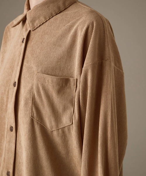 Fashion Letter(ファッションレター)の「コーデュロイ オーバーサイズシャツ(シャツ/ブラウス・レディース・チャコール/ブラウン/カーキ/ベージュ・M)」の8枚目の写真