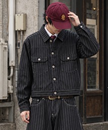 SPINNS（スピンズ）の「【セットアップ可能】短丈13.5oz フロントボタンセカンドデニムジャケット/Gジャケ/ヒッコリーストライプ/ダック素材（デニムジャケット）」