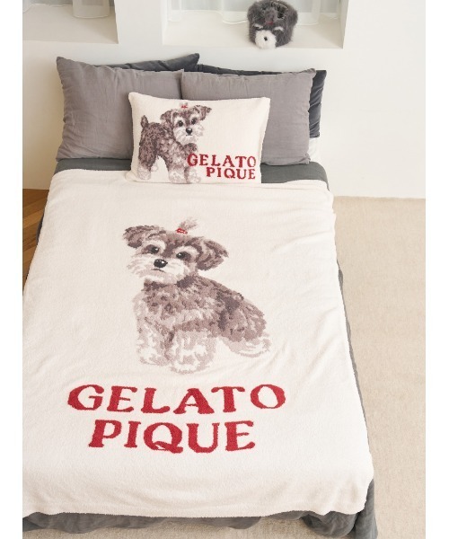 Sleep】リボンDOGモチーフジャガードマルチカバー（寝具）｜gelato