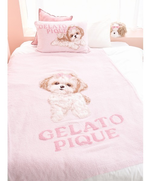 Sleep】リボンDOGモチーフジャガードマルチカバー（寝具）｜gelato