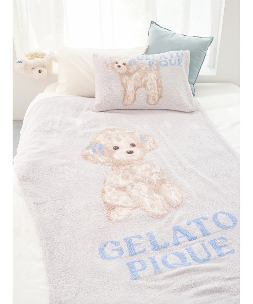 Sleep】リボンDOGモチーフジャガードマルチカバー（寝具）｜gelato