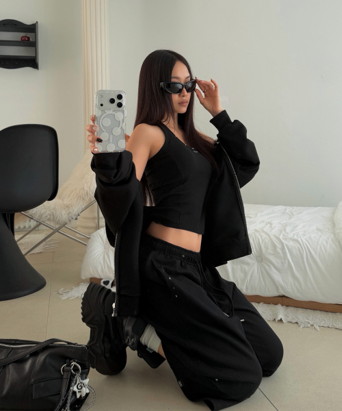 GROWHIDE（グロウハイド）の「ルインスタッドピンタックバンディングバミューダパンツ（その他パンツ・レディース・ライトグレー/ブラック・FREE）」の3枚目の写真