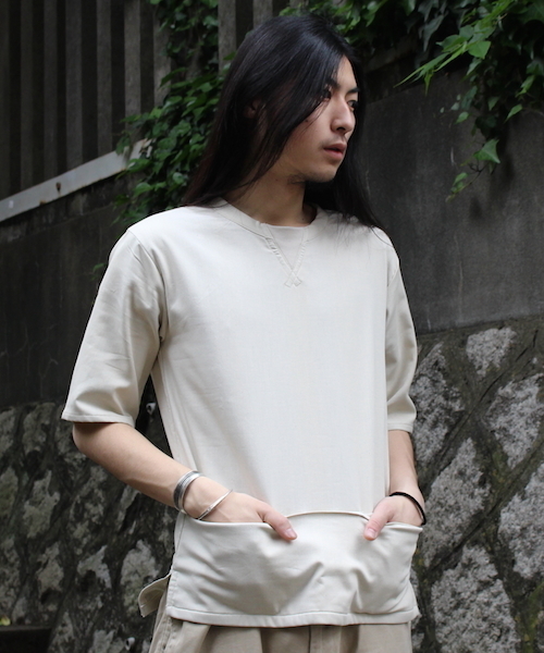 senelier（セネリエ）の「【senelier】セネリエ WALLET OVER SHIRT（Tシャツ/カットソー・メンズ・ネイビー/ベージュ・1/3/2）」の2枚目の写真