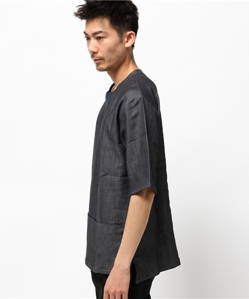 senelier（セネリエ）の「【senelier】セネリエ WALLET OVER SHIRT（Tシャツ/カットソー・メンズ・ネイビー/ベージュ・1/3/2）」の3枚目の写真