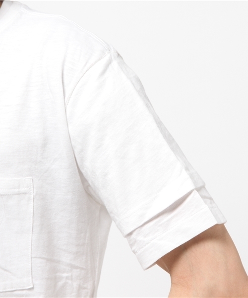 AZUL by moussy(アズールバイマウジー)の「スラブ天竺フェイクレイヤードCN半袖ポケT(Tシャツ/カットソー・メンズ・インディゴブルー/ホワイト・X-SMALL/XX-LARGE/LARGE/X-LARGE/SMALL/MEDIUM)」の6枚目の写真