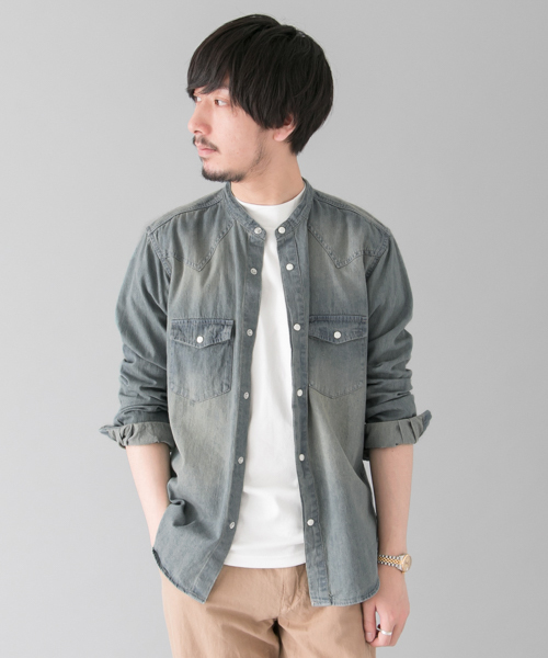 URBAN RESEARCH(アーバンリサーチ)の「UR カラーレス デニムウエスタンシャツ(シャツ/ブラウス・メンズ・インディゴブルー/ライトインディゴブルー・MEDIUM/LARGE)」の1枚目の写真