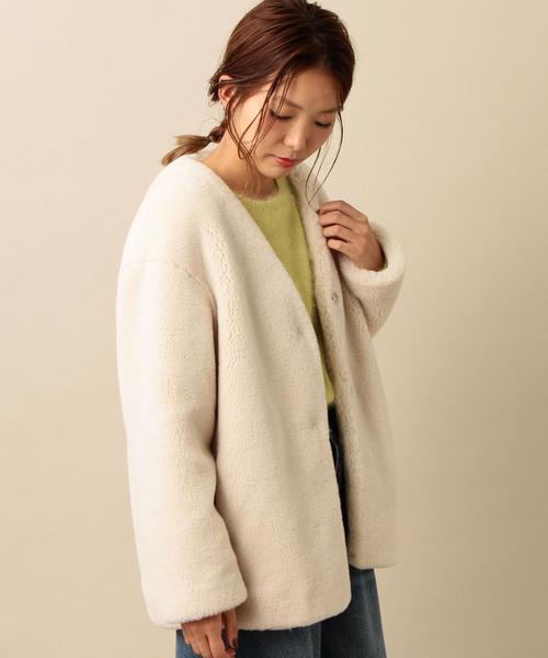 Another Edition(アナザーエディション)の「フェイクボアミディアムコート/ AEMBC FAKE ボア MEDIUM(その他アウター・レディース・ナチュラル/ライトブルー・フリー)」の14枚目の写真