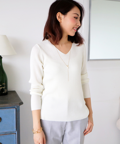 N.（N. Natural Beauty Basic）（エヌエヌナチュラルビューティーベーシック）の「ハイケージリブニット（ニット/セーター・レディース・ブラック/グレー/ホワイト/ブラウン/ボルドー・MEDIUM）」の2枚目の写真