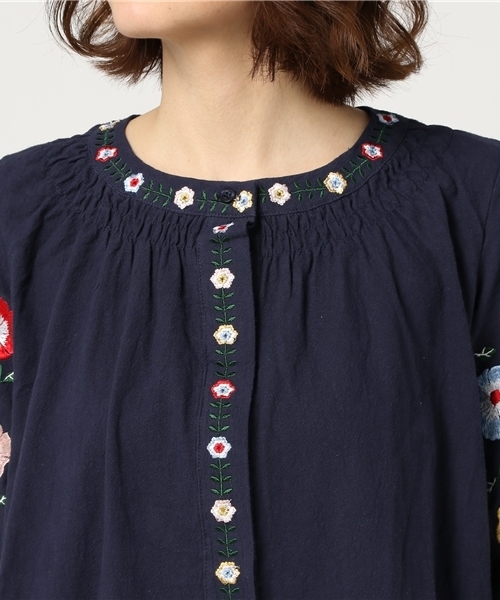 MERLOT（メルロー）の「プラント刺繍半袖ワンピース5961（ワンピース・レディース・アイボリー/ネイビー/ライトブルー・FREE）」の7枚目の写真