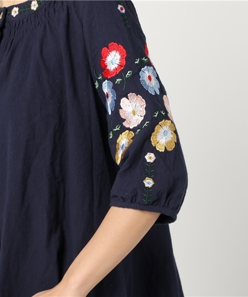 MERLOT（メルロー）の「プラント刺繍半袖ワンピース5961（ワンピース・レディース・アイボリー/ネイビー/ライトブルー・FREE）」の8枚目の写真