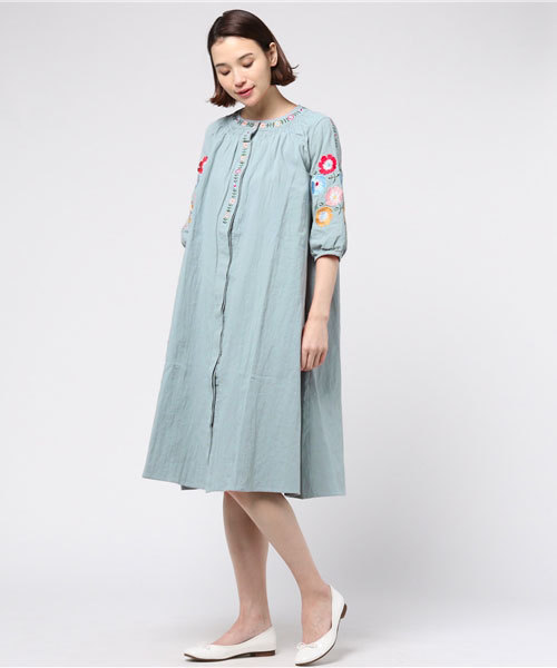 MERLOT（メルロー）の「プラント刺繍半袖ワンピース5961（ワンピース・レディース・アイボリー/ネイビー/ライトブルー・FREE）」の12枚目の写真