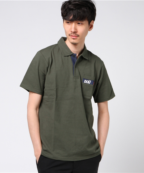 DOUBLE STEAL（ダブルスティール）の「Line Bar DOU POLO　ポロシャツ（ポロシャツ・メンズ・ホワイト/ブラック/カーキ・LARGE/MEDIUM/X-LARGE）」の3枚目の写真