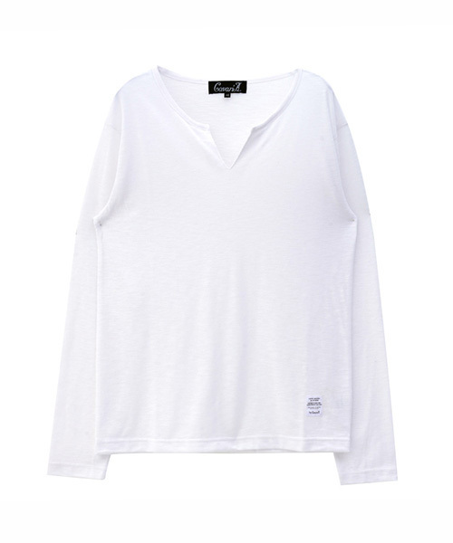 SILVER BULLET(シルバーバレット)の「『CavariA/キャバリア』スラブ天竺キーネック長袖Tシャツ(Tシャツ/カットソー・メンズ・ホワイト/ブラック/グレー/カーキ/ネイビー/ライトピンク・L/M/XL)」の15枚目の写真