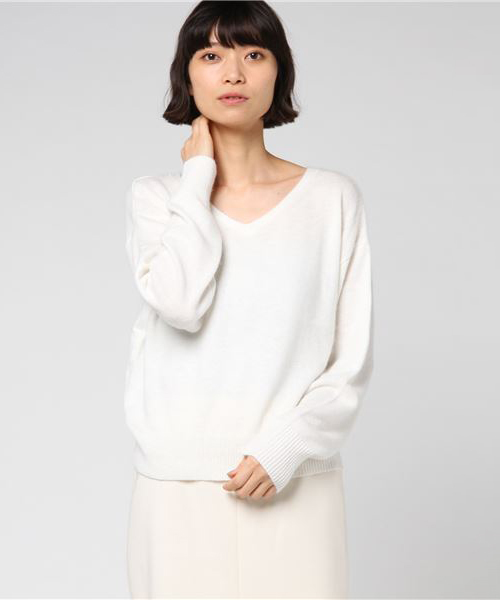 FREE'S MART（フリーズマート）の「アンゴラ混２WAY Vネックニット（ニット/セーター・レディース・ホワイト/グレー/レッド/ブルー・FREE）」の20枚目の写真