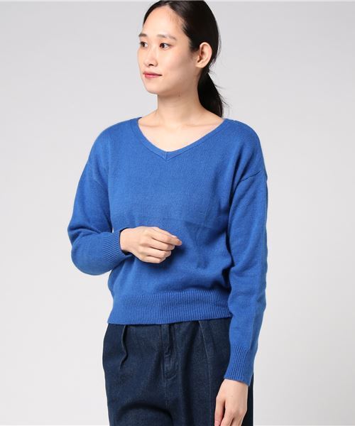 FREE'S MART（フリーズマート）の「アンゴラ混２WAY Vネックニット（ニット/セーター・レディース・ホワイト/グレー/レッド/ブルー・FREE）」の6枚目の写真