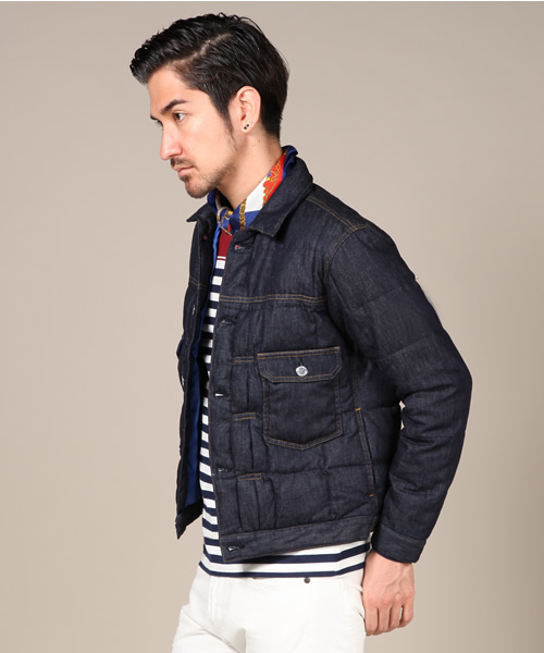 MONKEY TIME（モンキータイム）の「MT∴ デニム ダウン G-ジャケットÅ（デニムジャケット・メンズ・ネイビー・SMALL/MEDIUM/LARGE）」の3枚目の写真