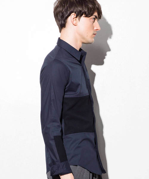 1PIU1UGUALE3  RELAX （ウノピゥウノウグァーレトレ リラックス）の「1PIU1UGUALE3 RELAX(ウノピゥウノウグァーレトレ)ブロッキングニットシャツ（シャツ/ブラウス・メンズ・ホワイト/ネイビー・SMALL/MEDIUM/LARGE/X-LARGE）」の10枚目の写真