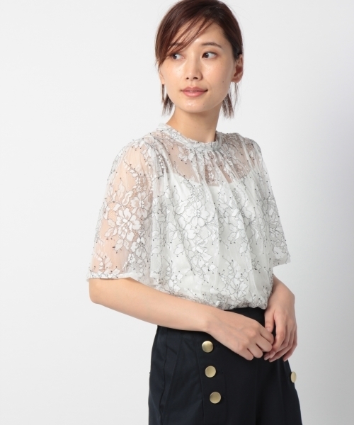 laboratory work(ラボラトリーワーク)の「レース袖ボリュームプルオーバー(シャツ/ブラウス・レディース・ホワイト/ブラック・MEDIUM)」の1枚目の写真